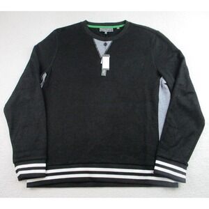Paisley & Gray Sweater Mens XL Black Gray Slim Fit Crewneck Pullover Stripe Trim
